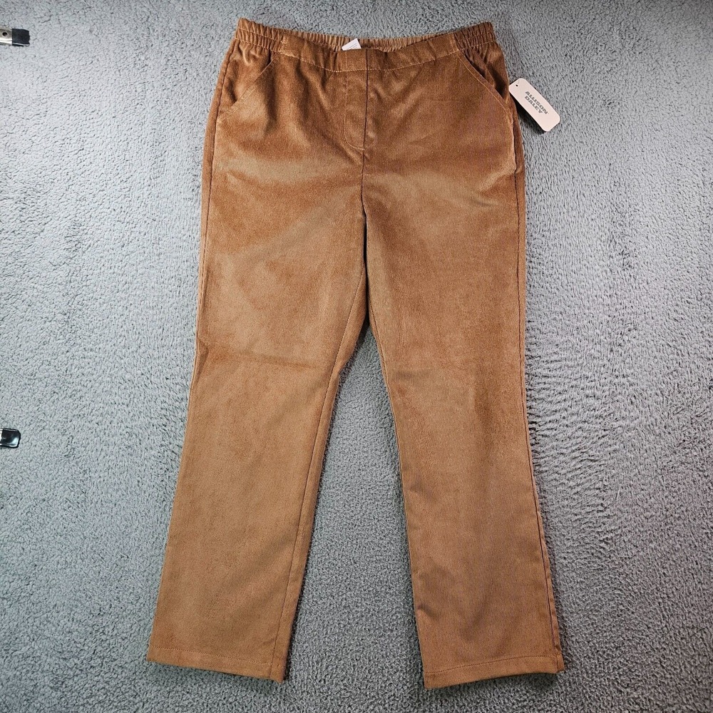 $49 NWT Allison Daley Pants Women 12S Elastic Waist Pull On Corduroy Brown - NEW